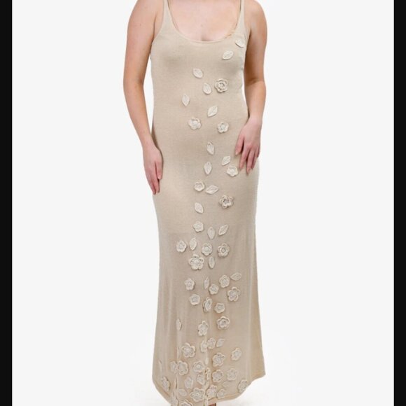 Caroline Constas Dresses & Skirts - NWT Caroline Constas Floral Semi Sheer Maxi Dress, Gold, L, Needs Cleaning!